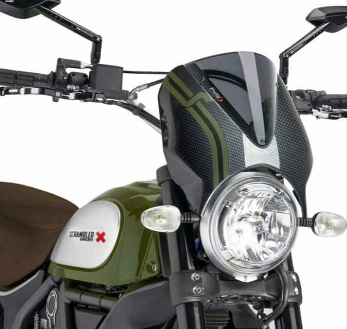 PUIG カーボンルックヘッドライトカウル Retro Vision クリア DUCATI