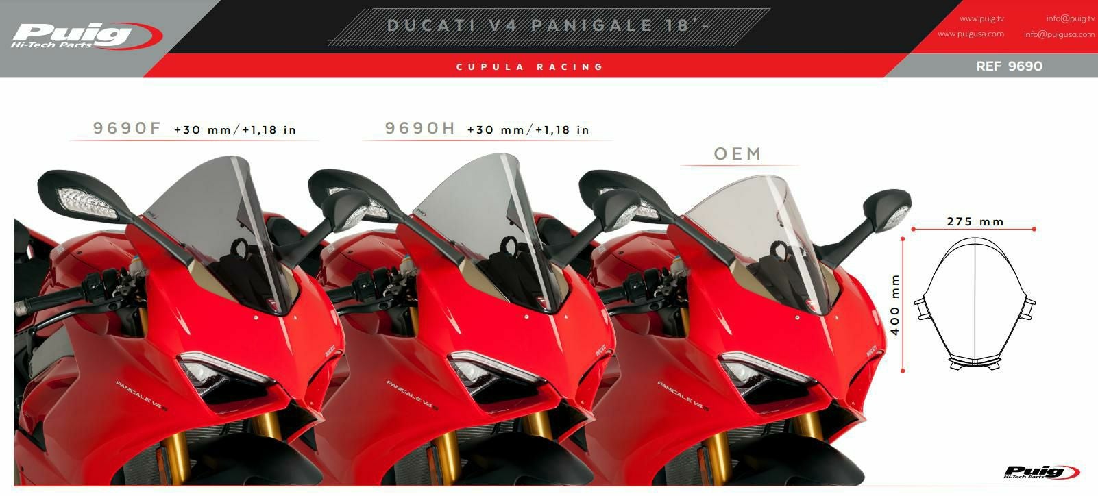 PUIG Rレーサースクリーン スモーク DUCATI パニガーレ V2 / 1100 V4/S