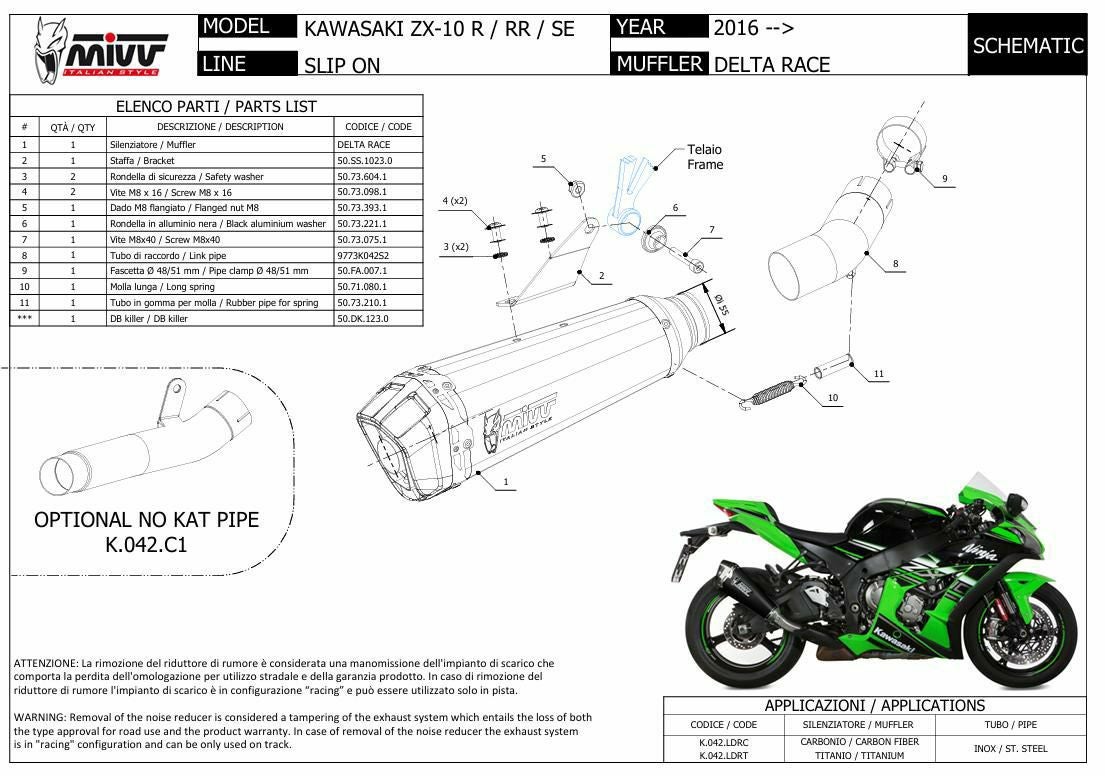 MIVV スリップオンマフラー DELTA RACE カーボン KAWASAKI ZX-10R