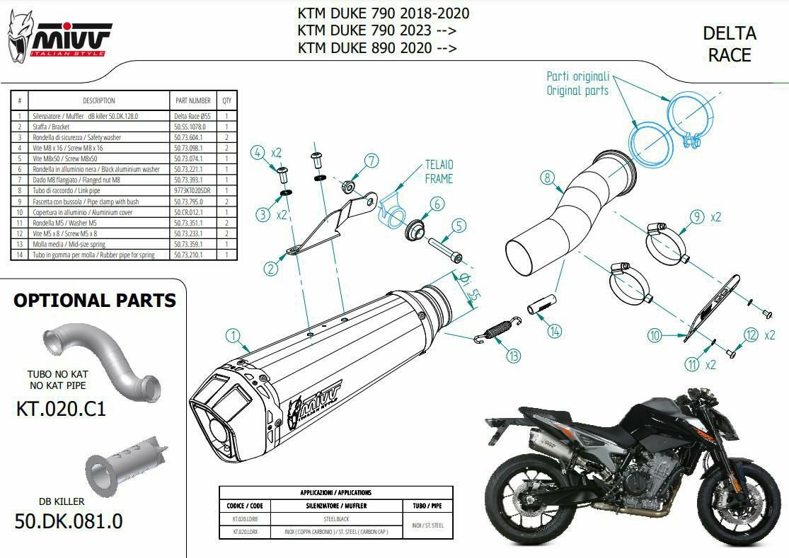 MIVV スリップオンマフラー DELTA RACE ブラックステンレス KTM 790