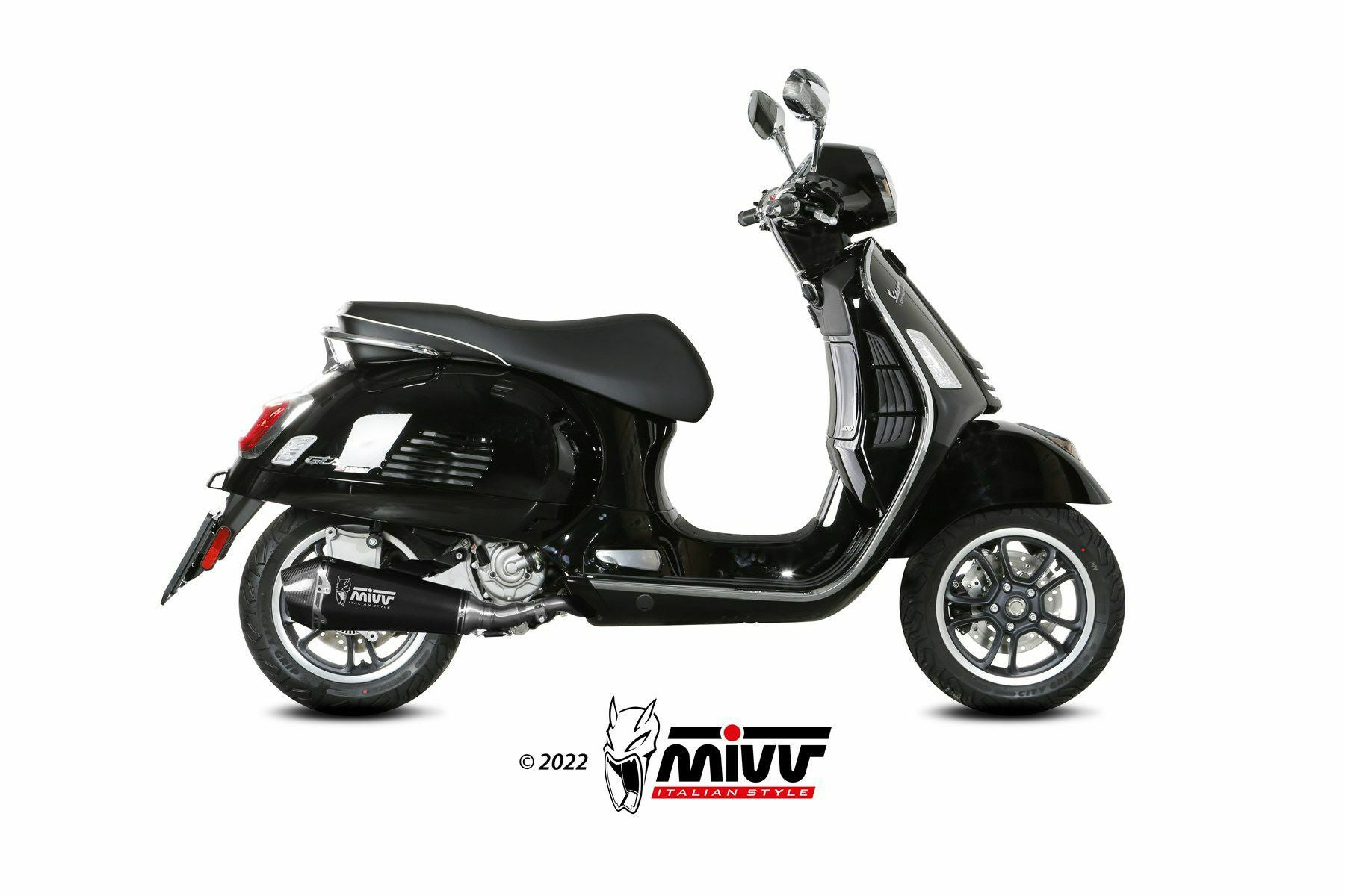 MIVV スリップオンマフラー DELTA RACE ブラックステンレス VESPA GTS
