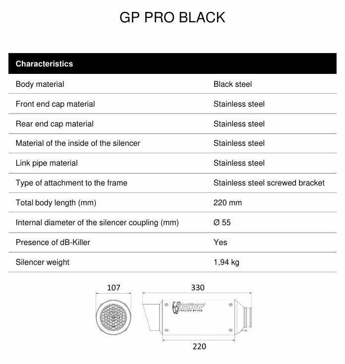 ORIMI マフラー FREEサイズ MIVV スリップオンマフラー GP PRO ブラックステンレス KAWASAKI ZX