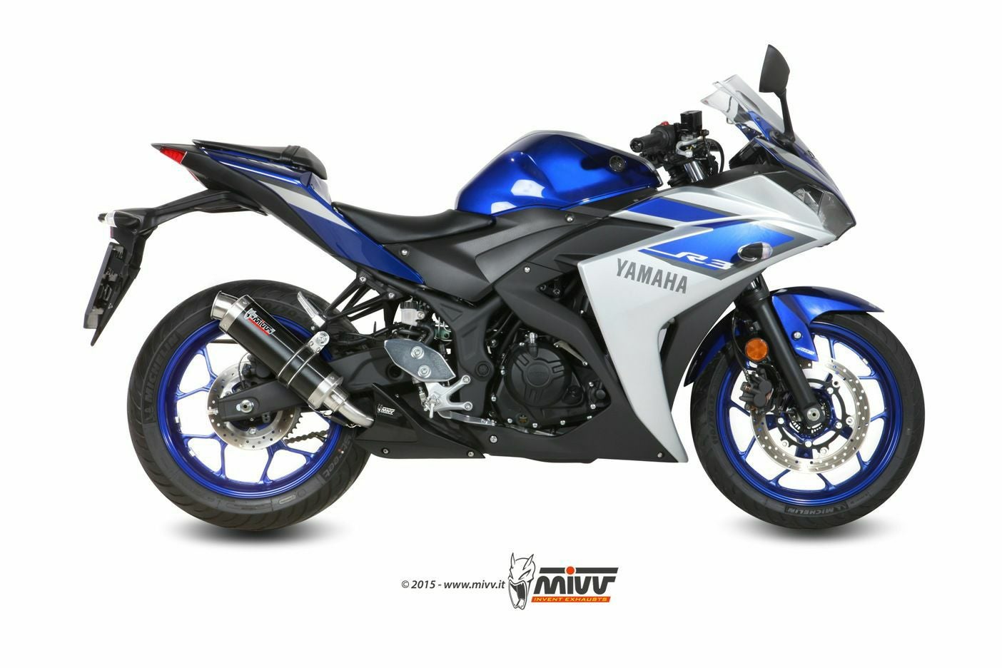 MIVV スリップオンマフラー GP ブラックステンレス YAMAHA YZF-R25