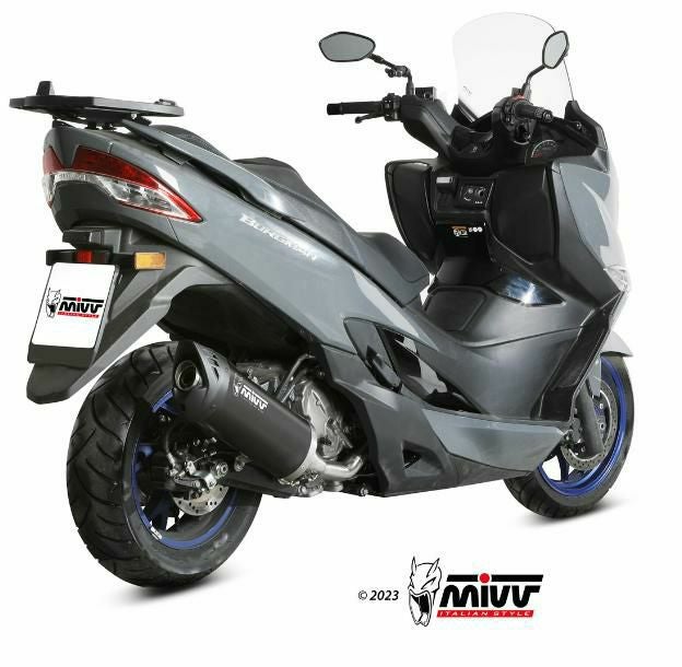 スズキバーグマン400 用MIVV イタリアンスタイル ブラックマフラー MIVV スリップオンマフラー MOVER ブラックステンレス SUZUKI