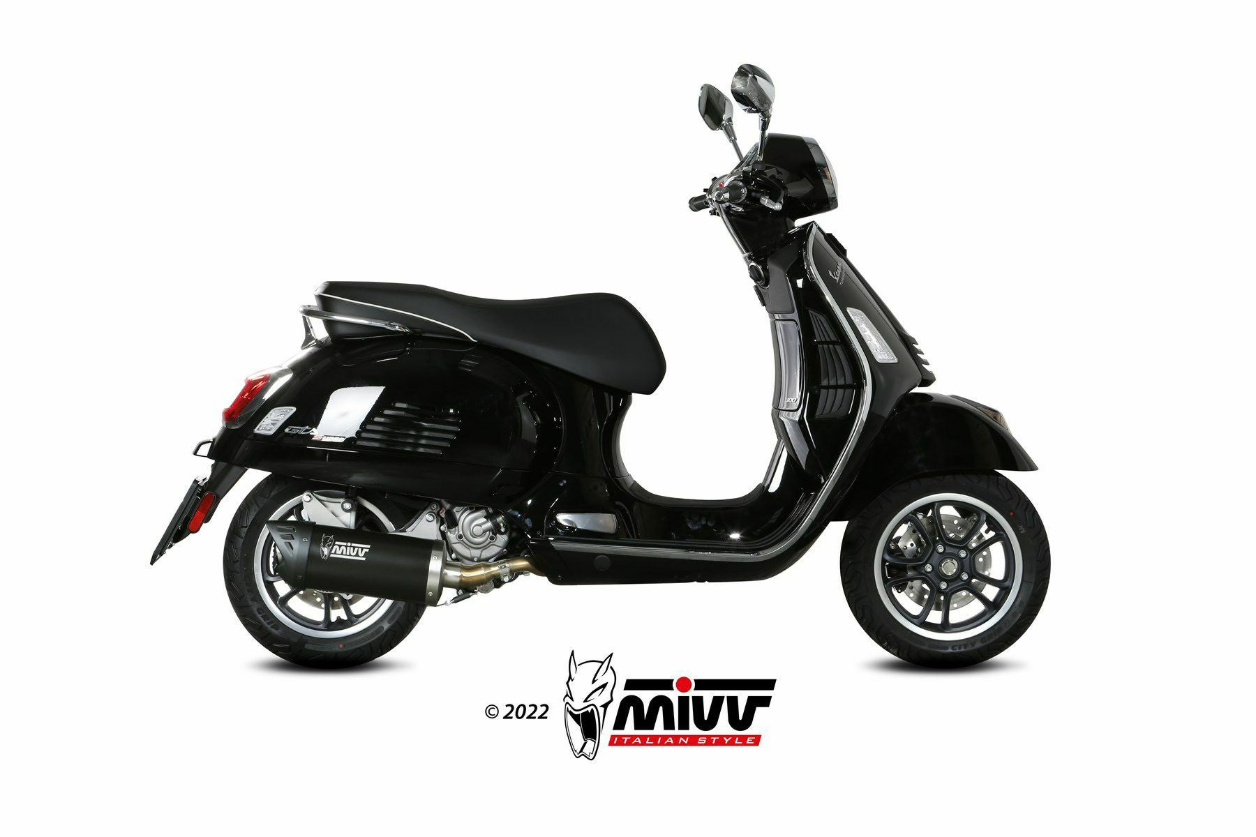 MIVV スリップオンマフラー MOVER ブラックステンレス VESPA GTS 300