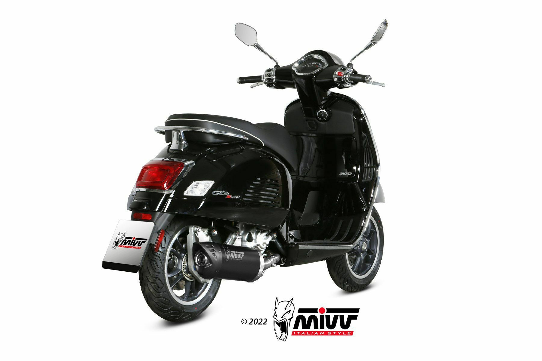 MIVV スリップオンマフラー MOVER ブラックステンレス VESPA GTS 300