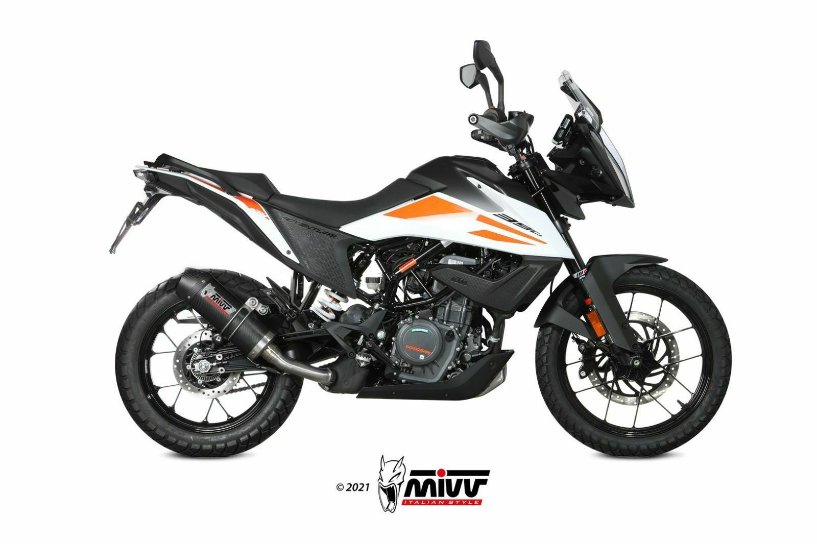 KTM390アドベンチャー　MIVV カーボンファイバー スリップオンマフラー MIVV スリップオンマフラー OVAL カーボン/カーボンキャップ KTM 390