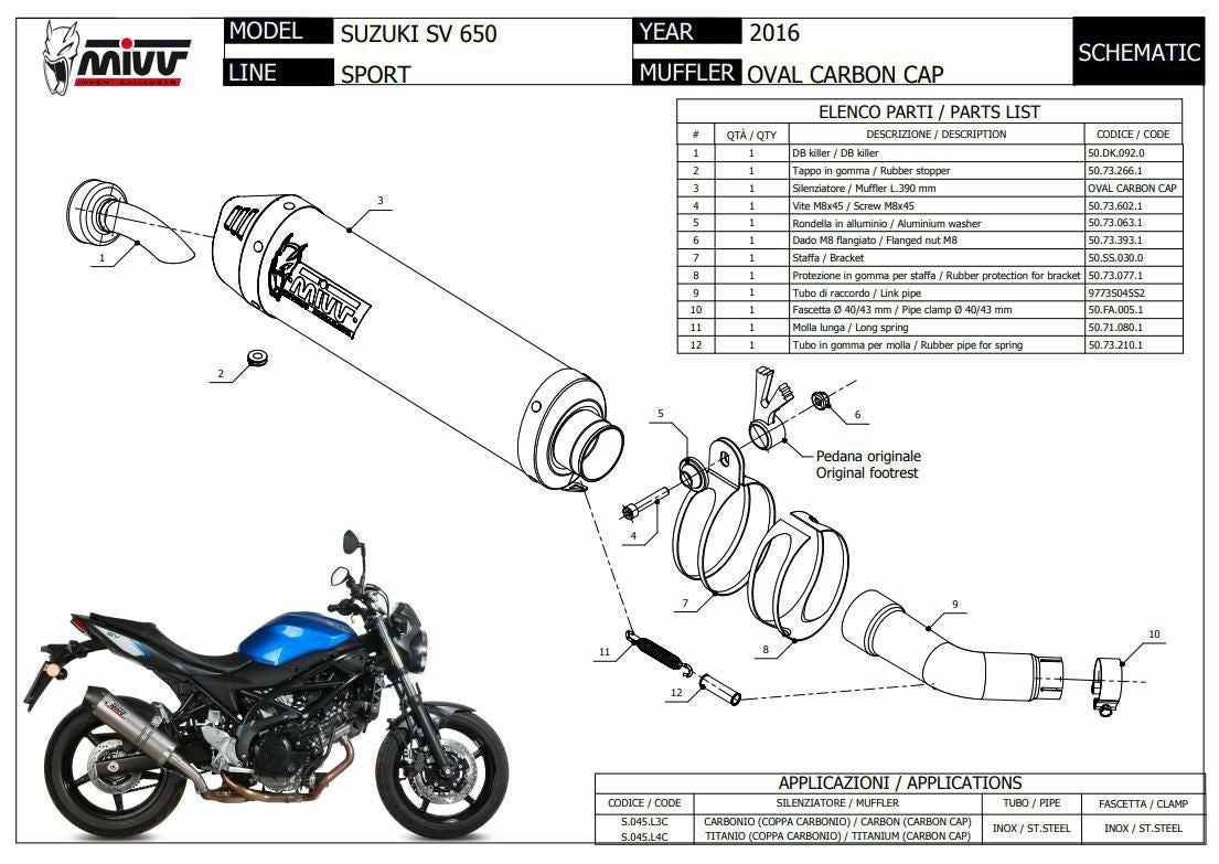 MIVV スリップオンマフラー OVAL カーボン/カーボンキャップ SUZUKI