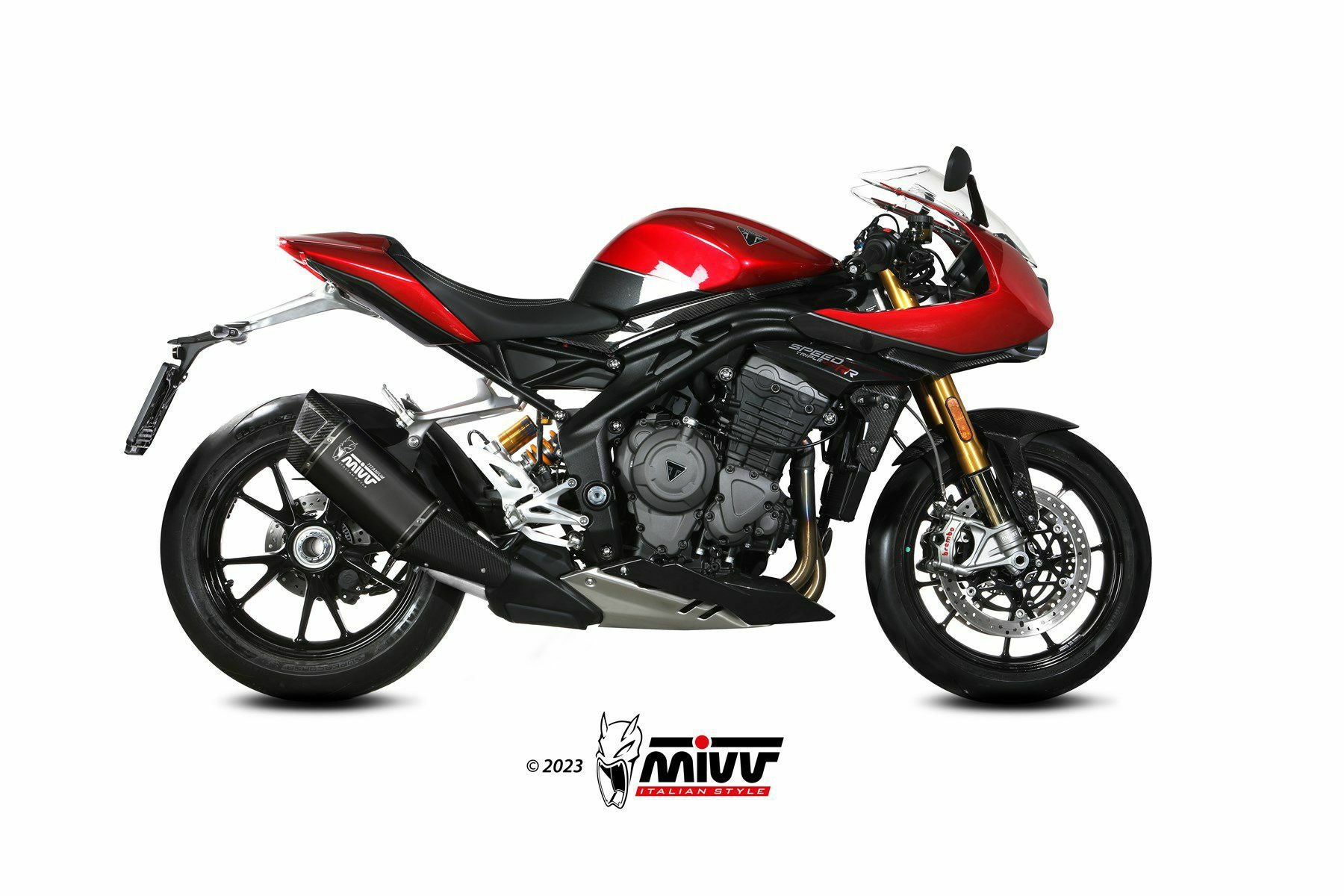 MIVV スリップオンマフラー SR-1 ブラックチタン TRIUMPH スピード