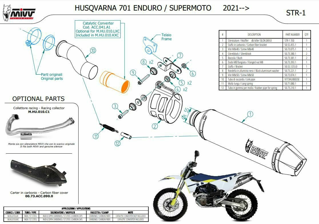 MIVV スリップオンマフラー STR-1 ステンレス ハスクバーナ 701