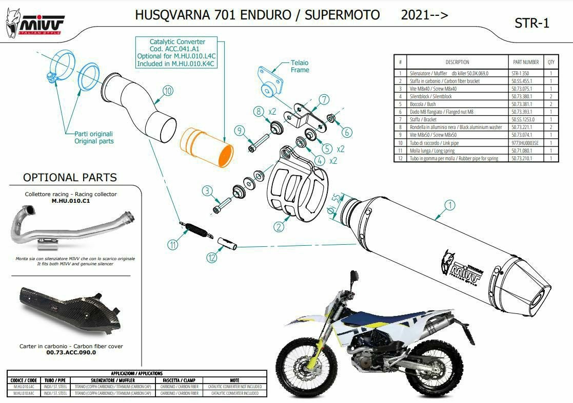 MIVV スリップオンマフラー STR-1 チタン ハスクバーナ 701