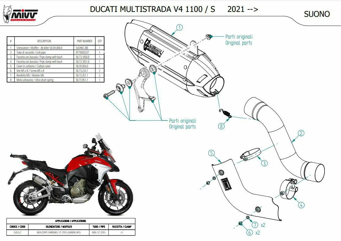 MIVV スリップオンマフラー SUONO ステンレス DUCATI ムルティ