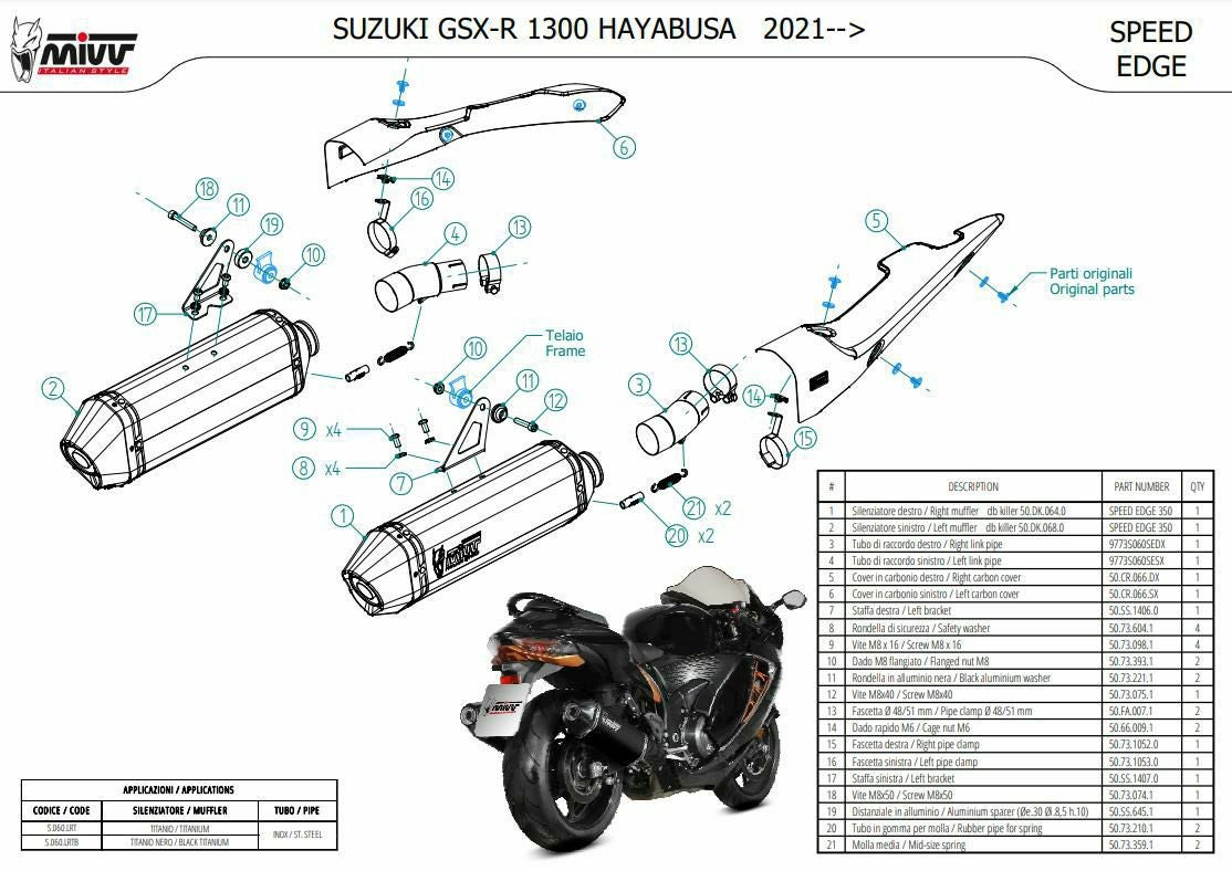 MIVV スリップオンマフラー(左右セット) SPEED EDGE チタン SUZUKI