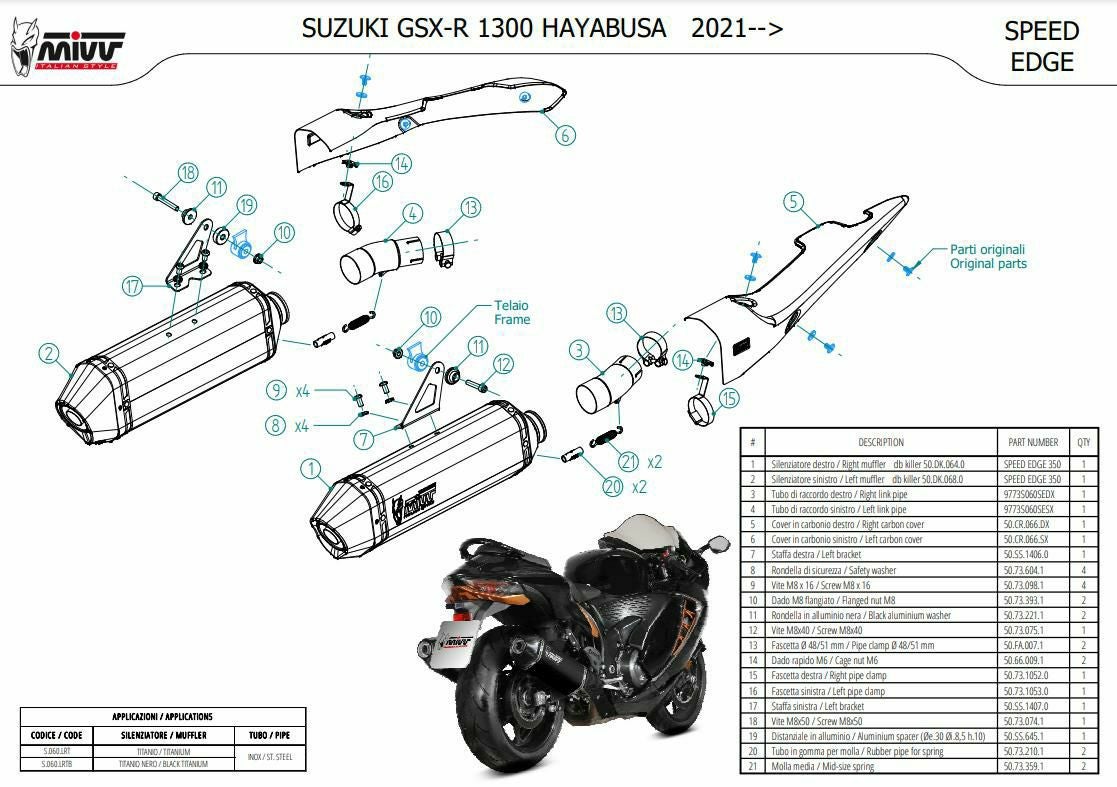 MIVV スリップオンマフラー(左右セット) SPEED EDGE ブラックチタン