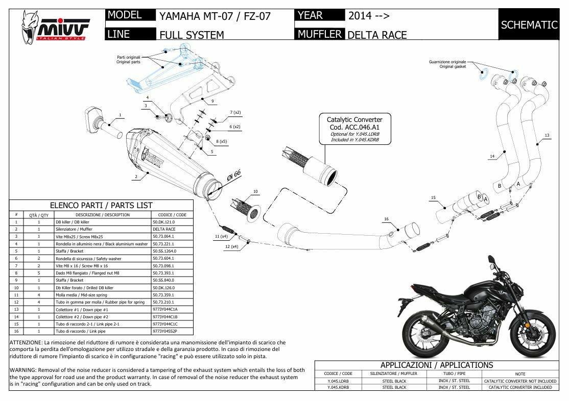MIVV フルシステムマフラー DELTA RACE ハイポジション ブラック