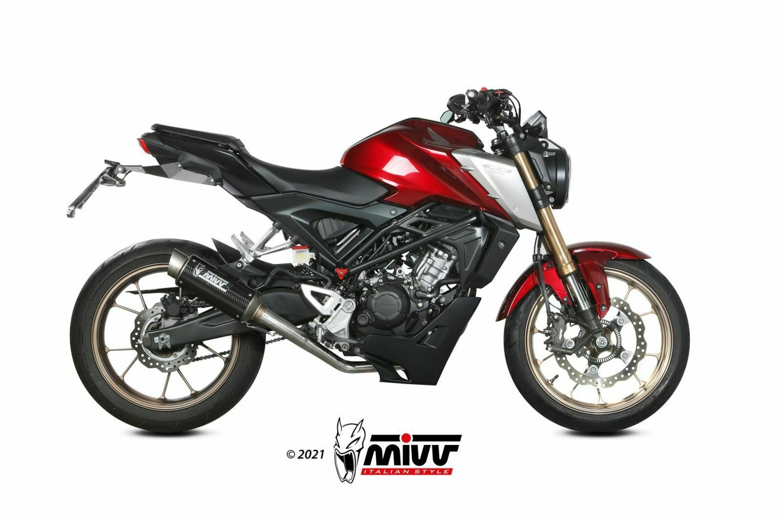 CB125r mivvマフラーフルエキカーボン新品 Mivv CB125R 2021-2024 フルエキ MK3 ブラックステンレス H.078.SM3B