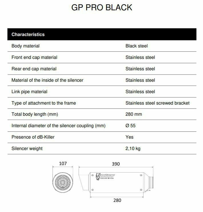 MIVV フルシステムマフラー GP PRO ブラックステンレス BMW G310GS