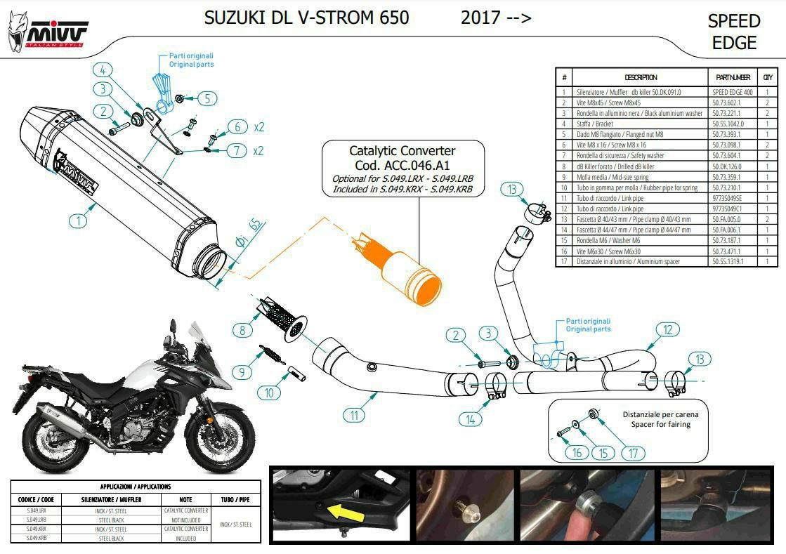 MIVV フルシステムマフラー SPEED EDGE ブラックステンレス SUZUKI V