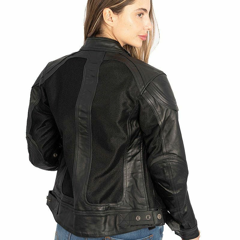 SAHARA LADY レディース レザーメッシュ バイクジャケット ブラック By