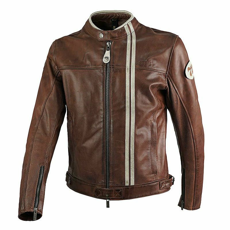 70S MAN パンチングレザー バイクジャケット ブラウン By City_1