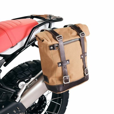 BMW R12G/S キャンバス サイドバッグ 10L-14L (ベージュ/ブラウン) + 