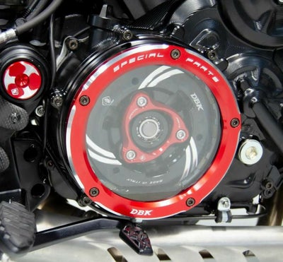 DUCABIKE クリアクラッチカバー ブラック/レッド DUCATI ムルティ 