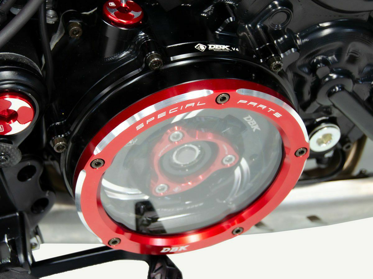 DUCABIKE クリアクラッチカバー ブラック/レッド DUCATI ムルティ