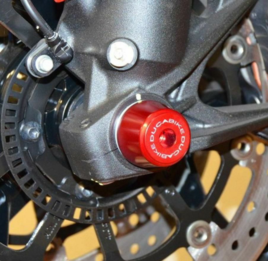 DUCABIKE フロントアクスルスライダー レッド DUCATI デザートX