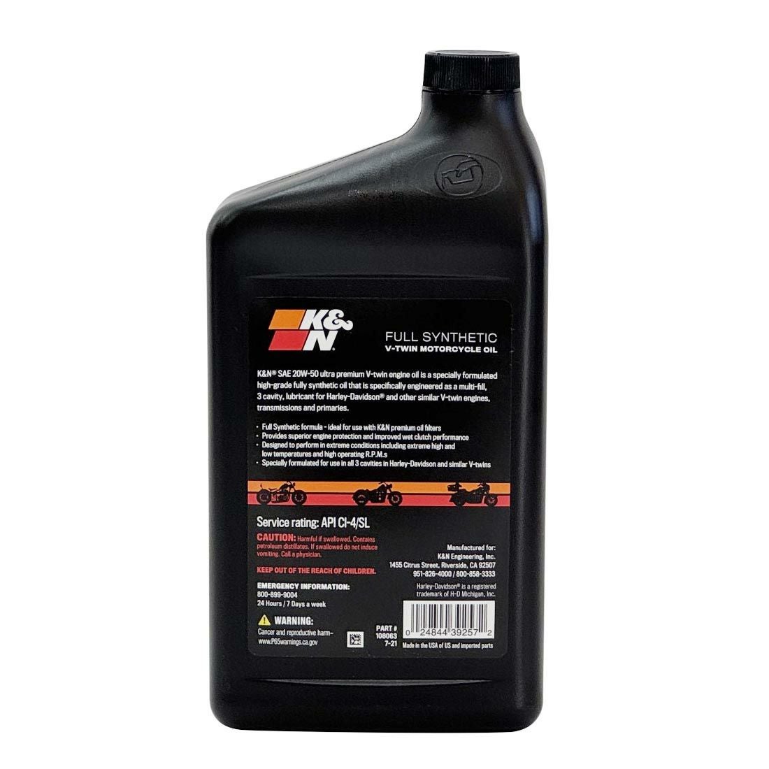 K＆N 化学合成エンジンオイル 20W-50 1クォート（945ml） | バイク