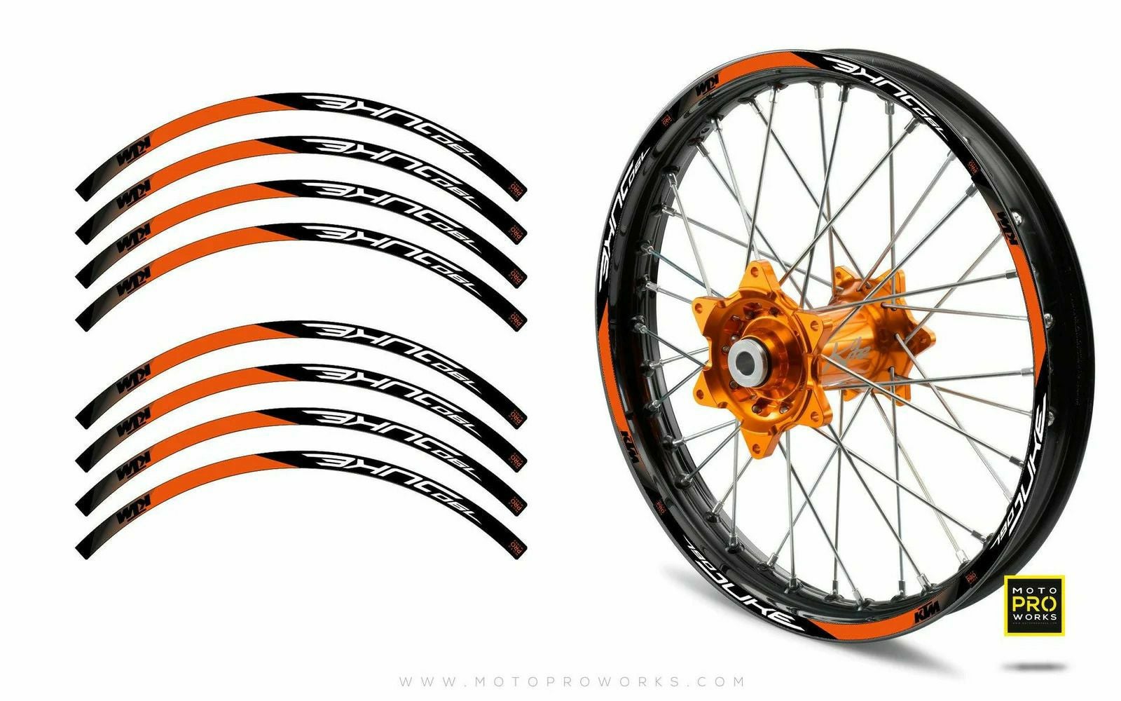 Moto Pro Works リムステッカー KTM 790/890 Duke (ブラック/オレンジ