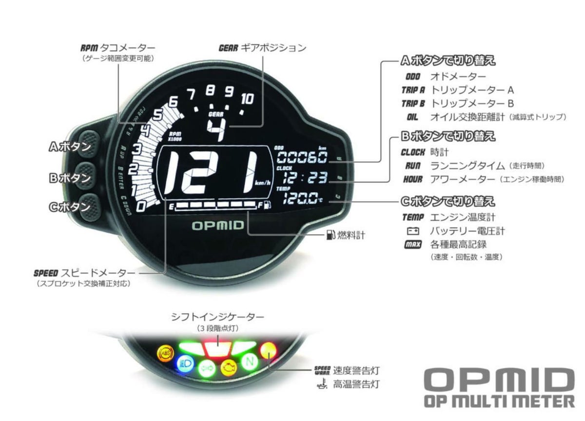 ホンダ モンキー/CT125 OPマルチメーター OPMID_4