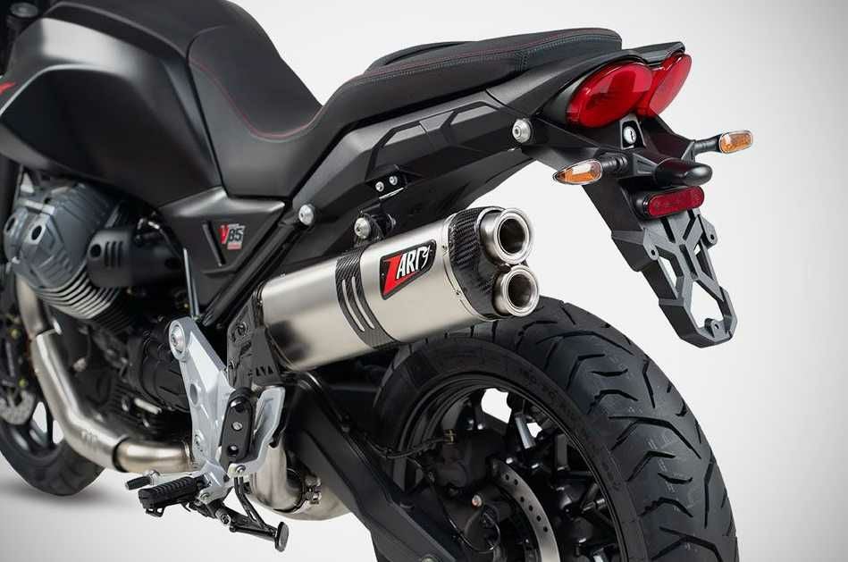 モトグッチv85ttマフラー　 ZARD製 V85TT 19- スリップオンマフラー Eマーク付き チタン ブラック ZARD