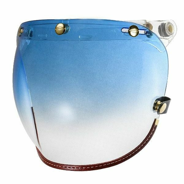 フリップアップ バブルシールド ブラウンレザートリム グラデーションブルースモーク feture_1