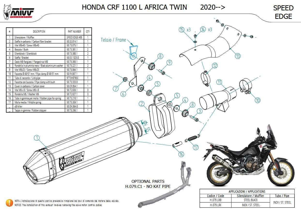 【田中】カーボンテールパイプ他、取説 HONDA CRF1100L アフリカツイン (2020-2025) スリップオンマフラー