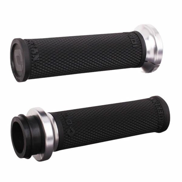 インディアン 電子制御スロットル用ラフィアン グリップ ブラック/シルバー ODI_1