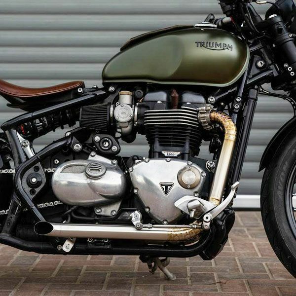 トライアンフ ボンネビルボバー25～ ドラッグフルエキゾーストシステム チタン 輪切り溶接仕様 ブラッシュ  HITCHCOX_1