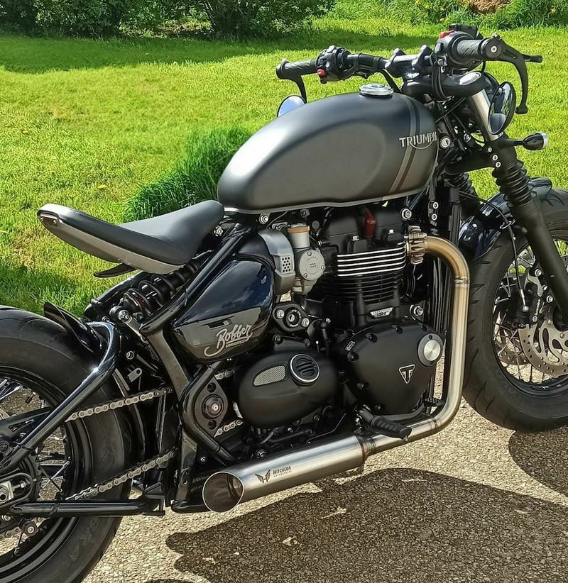 トライアンフ ボンネビルボバー25～ ドラッグサイレンスドフルエキゾーストシステム ブラッシュ  HITCHCOX_1