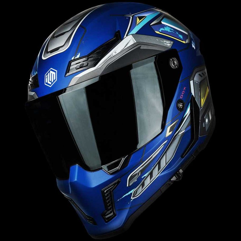 ILM フルフェイス ヘルメット MF509 "Cyborg-blue" DOT、ECE認証_1