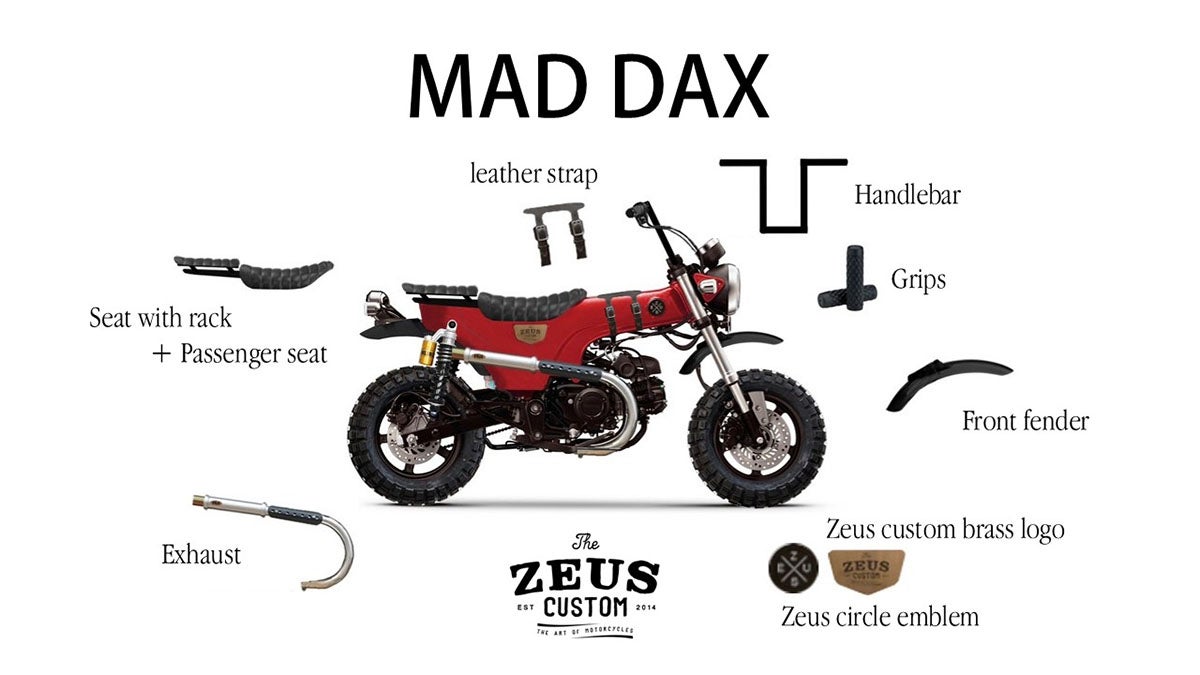 DAX ダックス ST125 ZEUS MADDAX CUSTOM 真鍮製ロゴ＆ZEUSエンブレム