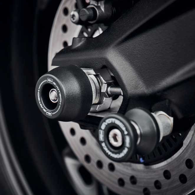 TRIUMPH ストリートトリプル798 RS (27-) フロント＆リア アクスルスライダー(スピンドルボビン)キット Evotech Performance_6